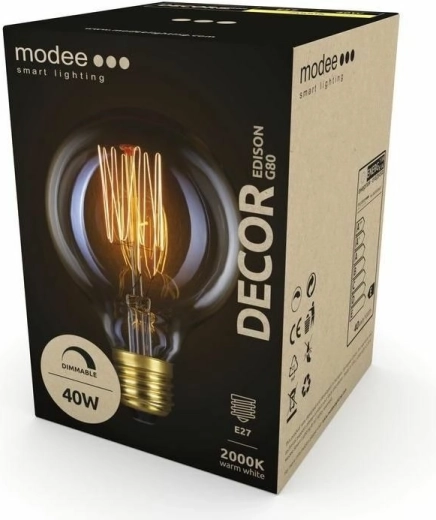 Modee Smart decoratieve gloeilamp Edison G80 E27 40 W extra warm wit