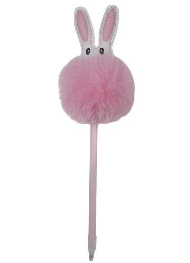 Balpen met konijntje en pompon 17 cm - 1 stuk