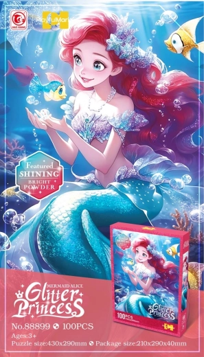 Puzzel 100 stukjes zeemeermin met glitters