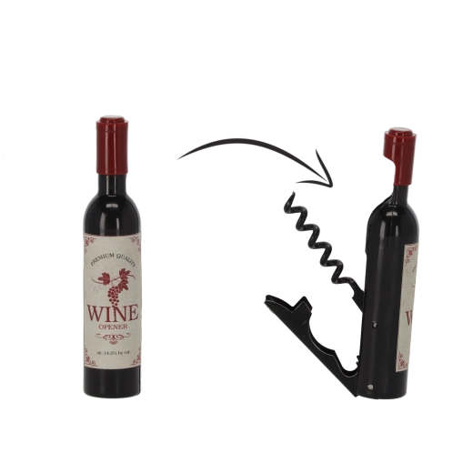 Kurkentrekker met magneet in de vorm van een fles
