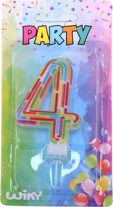 Feestkaars voor taart nummer 4 – streepjes