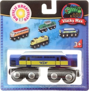 Treintjes Max blauwe locomotief voor houten treinbaan