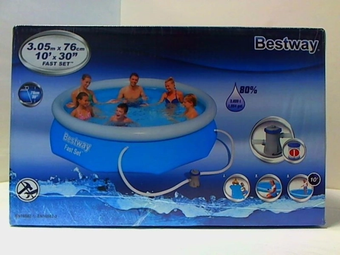 Bestway Fast Set zelfdragend zwembad met opblaasbare rand 300 × 76 cm met filterpomp