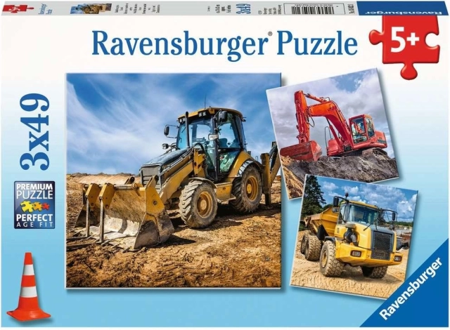 Puzzel RAVENSBURGER Bouwmachines 3×49 stukjes