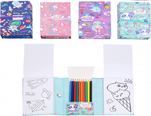 Kleurboeken reisformaat 2x30 vellen + 10 stuks potloden