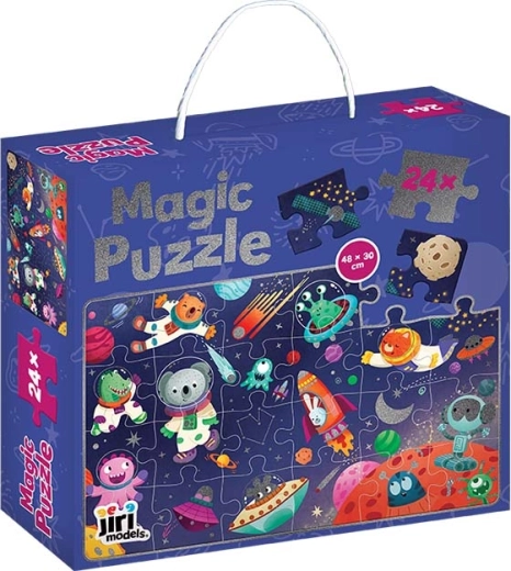 Glanzende puzzel in een doosje Ruimte