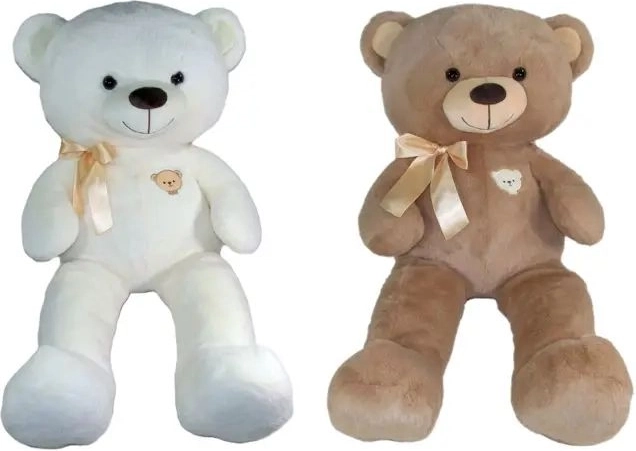 Pluchen teddybeer met strik 75 cm - 1 stuk