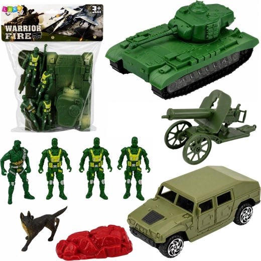 Militaire set met tank, jeep, kanon en soldaatjes 13 stuks