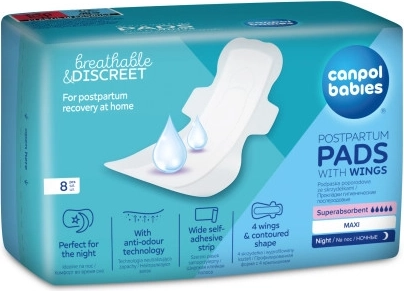 Canpol babies Postpartumpads met vleugels nacht 8 stuks