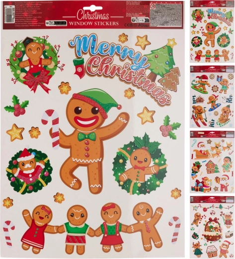 Glitterende raamdecoratie van polypropyleen, mix van motieven