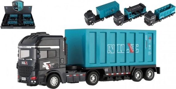Kunststof vrachtwagen 26 cm met vliegwiel – container of autotransporter