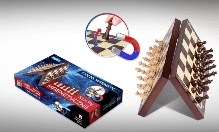 Houten magnetisch schaakspel (reisset)