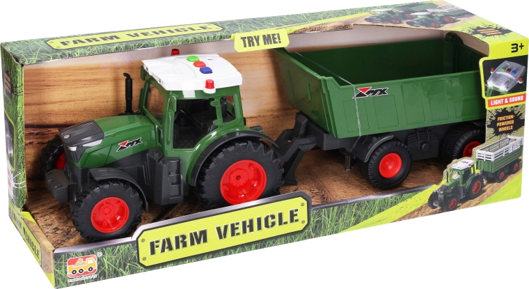 Tractor met aanhanger en licht- en geluidseffecten, 42 cm