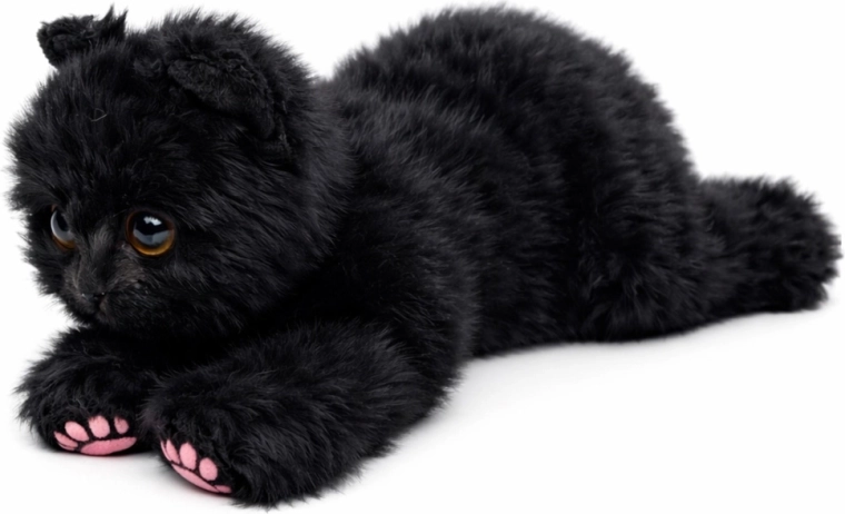 Pluchen kat liggend zwart 38 cm