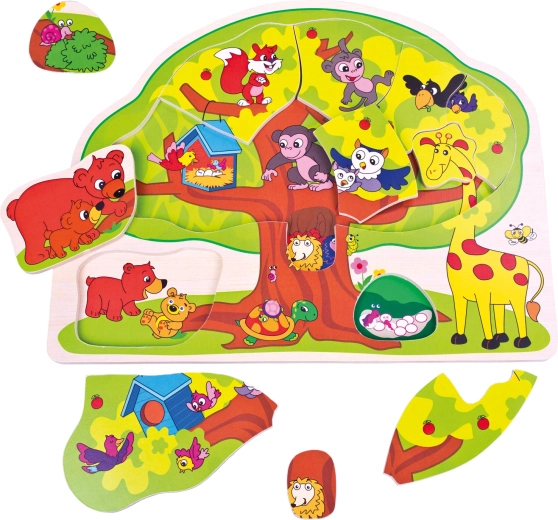 Houten inlegpuzzel Bino vrolijke dieren