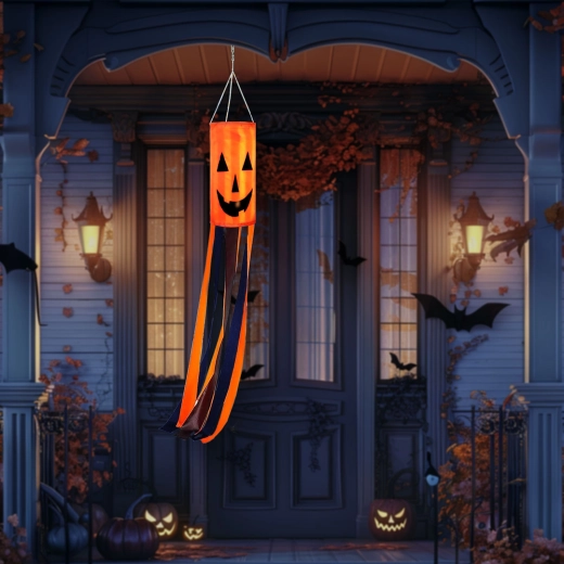 Halloween-windsok met pompoen, oranje, 122 cm