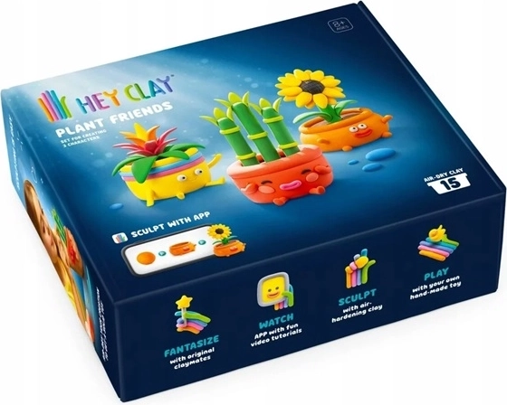 Creatieve boetseerset HeyClay groene vrienden met app (15 zakjes)