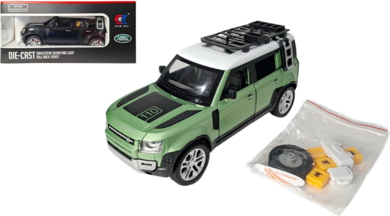 Land Rover Defender 1:24 metalen model met licht en geluid
