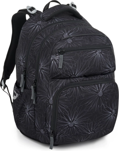 Bagmaster Zipster schoolrugzak zwart met bloemen