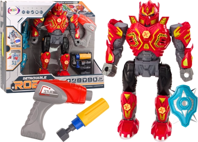 Schroefrobot met boor, schroevendraaier, licht en geluid – rood