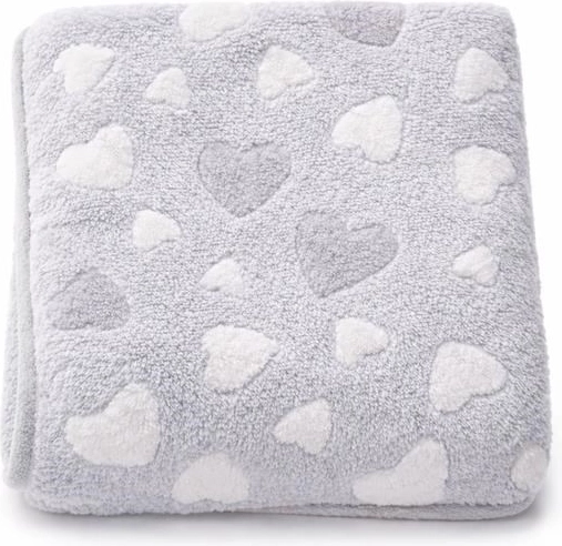 New Baby babydeken met hartjes, grijs 80 × 90 cm