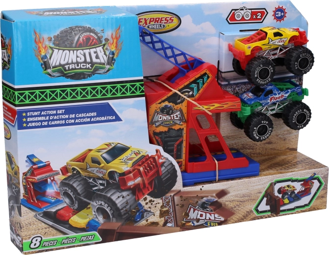 Auto Monstertruck Stuntbaan met 2 metalen auto’s