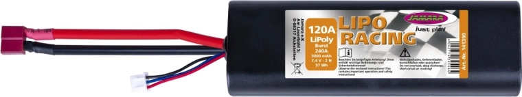 LiPo Racing LiPo-batterij 7,4 V 5000 mAh 37 Wh in een stevige behuizing