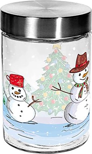 Glazen koekjespot TORO 1100 ml met sneeuwman