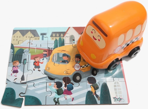 TOP BRIGHT houten puzzel met speelgoed schoolbus, 24 stukjes