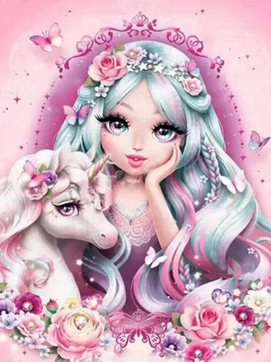 Schilderen op nummer – prinses en eenhoorn 40 × 50 cm