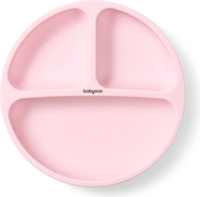 Siliconen bord met zuignap Babyono roze 6m+
