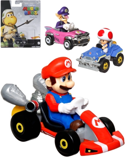 Mattel Hot Wheels Mario Kart metalen autootje met figuurtje - 1 stuk