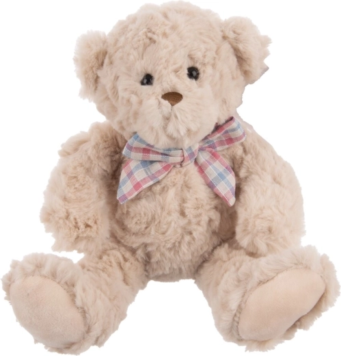 Pluchen beer beige met strik 20 cm