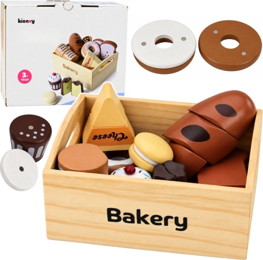 Houten mini-bakkerij – magnetische bakkerset in houten kistje (10 onderdelen)