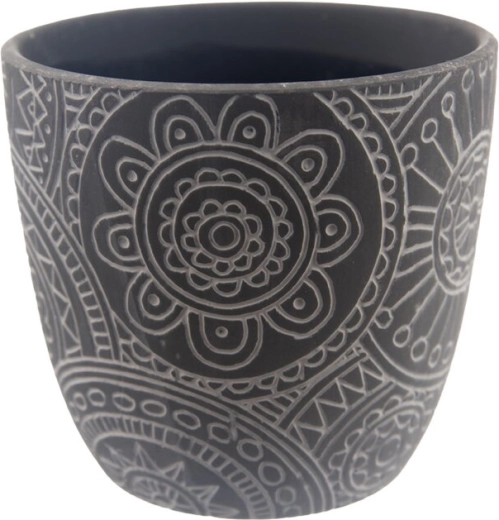 Keramische bloempot mandala zwart 12 × 12 × 11 cm