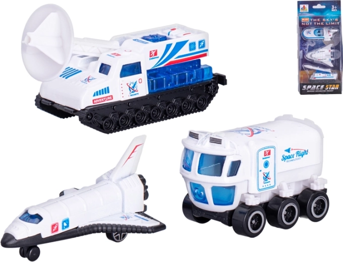 Metalen ruimtevoertuigen met vrijloop – set van 3 stuks