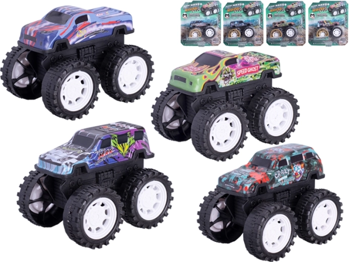 Metalen monstertruck 10 cm met vliegwiel