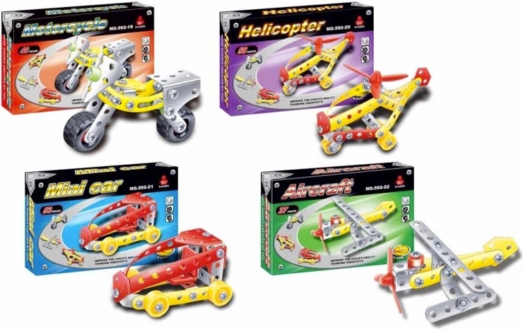 Metalen mini-puzzel – vliegtuig, helikopter, auto of motor