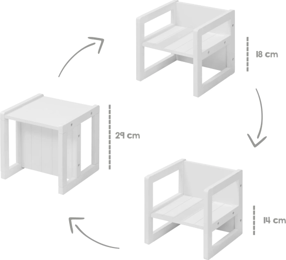 Roba kinder-omkeerbaar krukje 3-in-1 wit