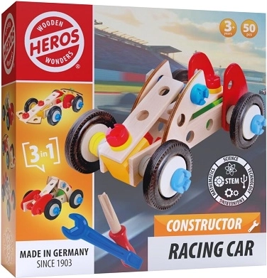 Heros houten constructiebouwset 3-in-1 – raceauto’s