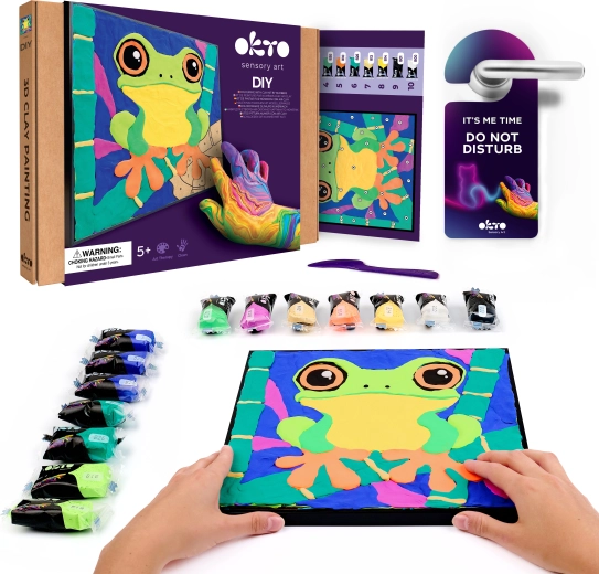OKTO Boomkikker – creatieve set: schilderen met klei volgens nummers 29 × 29 cm