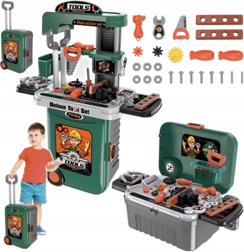 Werkplaats in een koffer op wieltjes