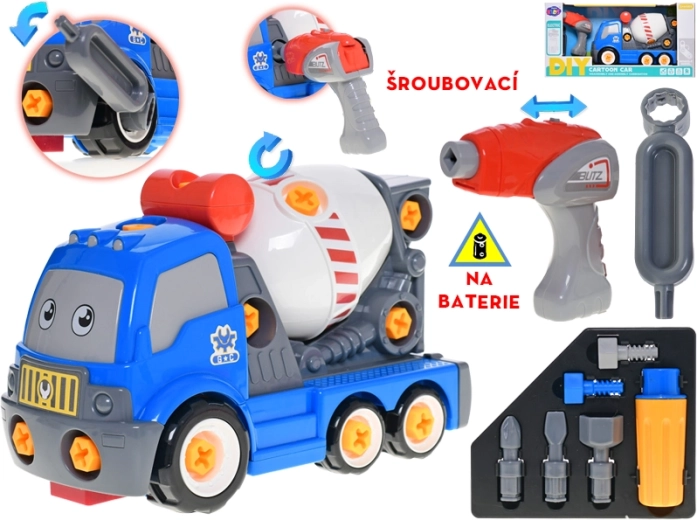 Interactieve bouw-betonmixer 28 cm met accuboormachine