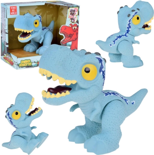 Blauwe velociraptor-dinosaurussenfiguur met beweegbare ledematen