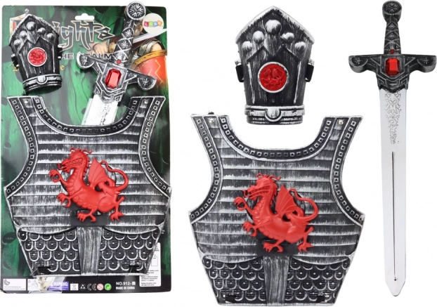 ridderkostuum met harnas, zwaard en scheenbeschermer voor kinderen
