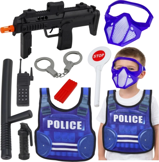 Kinder politie set met vest, pistool en accessoires
