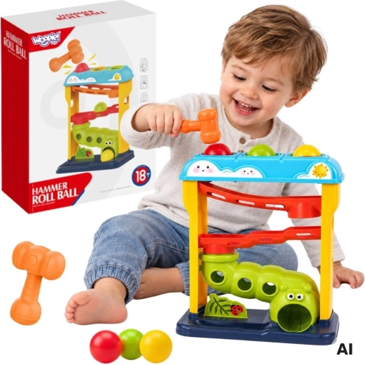 Educatieve knikkerbaan met hamertje WOOPIE Baby