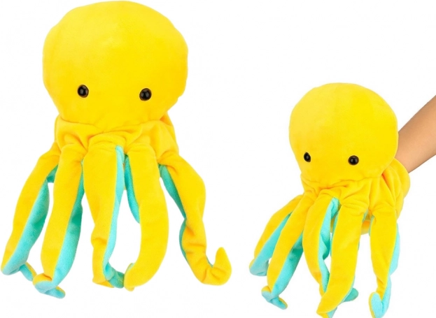 Pluchen Handpop Octopus Geel 25 cm