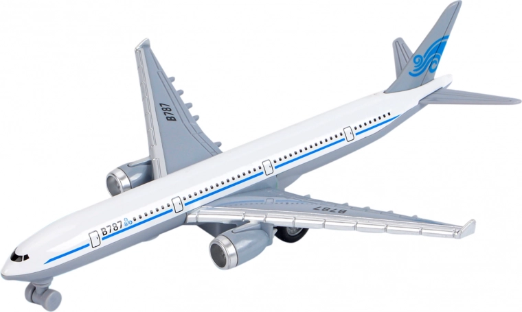 passagiersvliegtuig metaal/kunststof 19 cm met terugtrekmotor