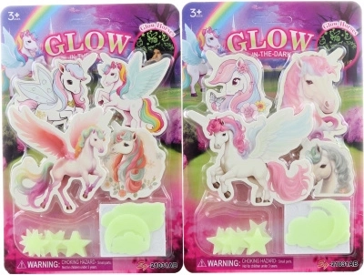 Lichtgevende plak-eenhoorns voor op de muur